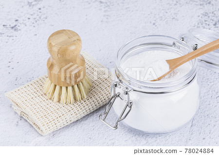 Zero waste cleaning tools, wood brush, natural sponge, baking soda Zero waste cleaning tools, wood brush, natural sponge, baking soda 78024884