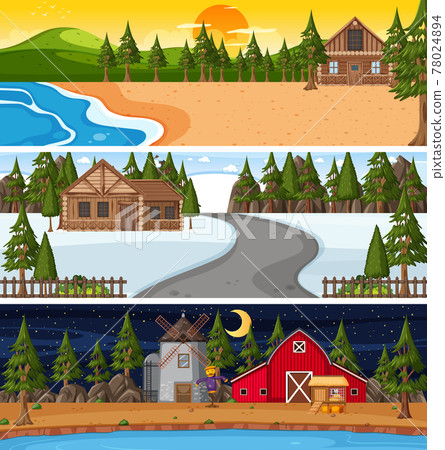 Set of different nature horizontal scenes 78024894
