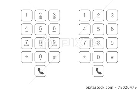 Flat design illustration set of dial keyboard touch screen mobile phone with letters and numbers. Transparent square buttons, vector 78026479