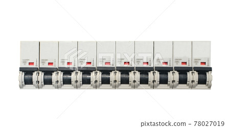 Circuit breakers isolated on white background Circuit breakers isolated on white background 78027019