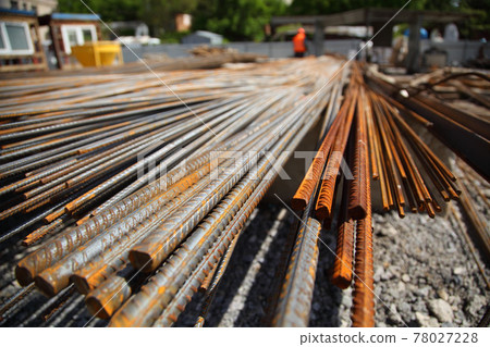 Construction of a residential building made of monolithic concrete. New residential area. Construction of a residential multi-storey building. Construction of a residential building made of monolithic concrete. New residential area. Construction of a residential multi-storey building. 78027228