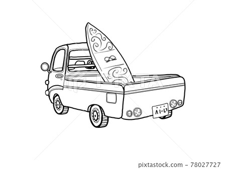 Illustration of a surfboard on a light truck Illustration of a surfboard on a light truck 78027727