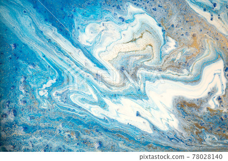 Marble blue and white abstract background. Liquid ink texture. 78028140