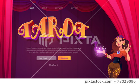Tarot cards divination service cartoon landing 78029096