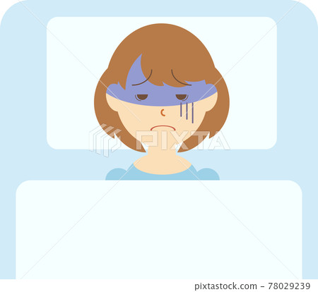 A young woman who feels sick and cannot sleep 78029239