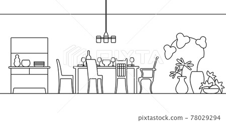 Dining monochrome line drawing 78029294