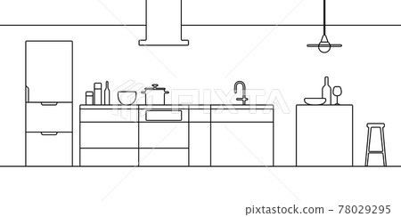 line drawing, kitchen, kitchens - Stock Illustration [78029295] - PIXTA