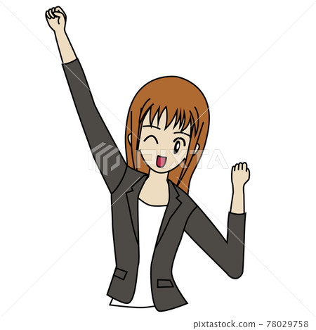 Vector illustration of a business woman raising her right hand and doing a guts pose Vector illustration of a business woman raising her right hand and doing a guts pose 78029758