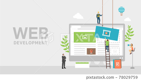 網頁設計/網站創建/系統開發概念矢量橫幅插圖 78029759