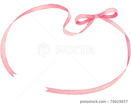 Vector illustration of ribbon frame drawn in watercolor (pink) 78029857
