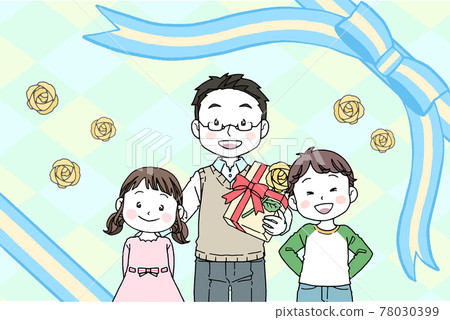 父親節父親和孩子的禮物檢查背景 78030399