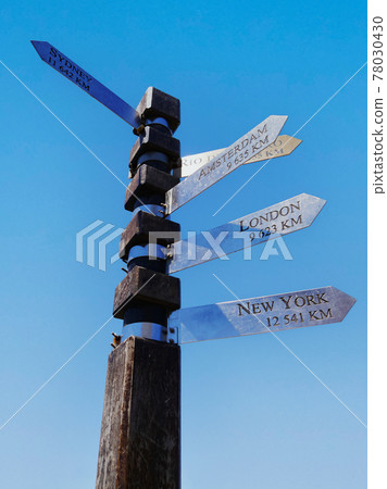 Signposts / signs to the world's capitals (Cape Point, South Africa) 78030430