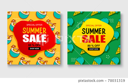 Summer sale banner cover template background. Summer discount special offer cute design. 78031319