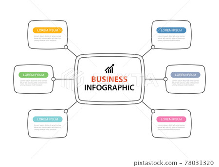6 data optine infographics thin line template design. Illustration abstract background. Can be used for workflow layout, business step, banner, web design. 78031320