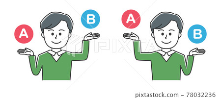 Male illustration of plain clothes comparing two types of A and B Male illustration of plain clothes comparing two types of A and B 78032236