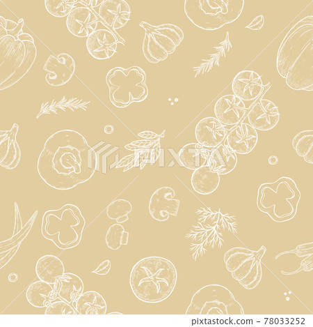 Hand drawn vector seamless pattern with pizza. Sketch style. Perfect for leaflets, cards, posters, prints, menu, booklets 78033252