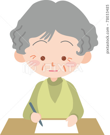 Elderly woman filling out a form Elderly woman filling out a form 78033485