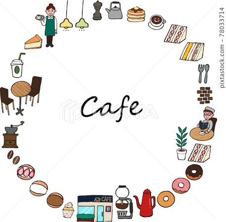 主線上的咖啡館圖標，帶有圓框字符 78033714