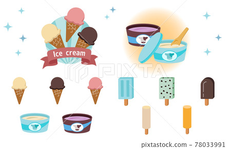 A set of various ice creams and popsicles 78033991