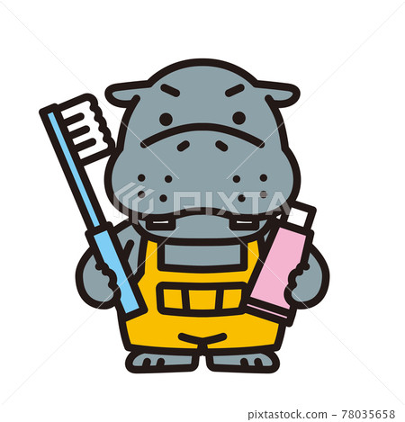Hippopotamus brushing his teeth 78035658