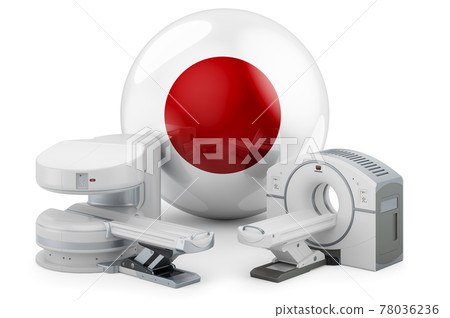 MRI and CT Diagnostic, Research Centres in Japan. MRI machine and CT scanner with Japanese flag, 3D rendering MRI and CT Diagnostic, Research Centres in Japan. MRI machine and CT scanner with Japanese flag, 3D rendering 78036236