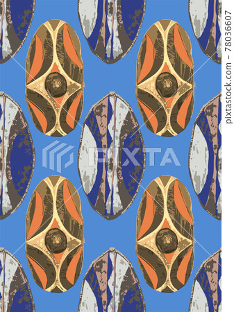 Vector repeated seamless pattern of vintage shields 78036607