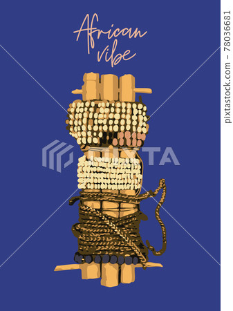 Vintage woodenn wind musical instrument. Traditional African culture 78036681