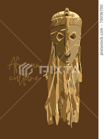 Traditional African culture attributes. Vintage woodenn mask. 78036700