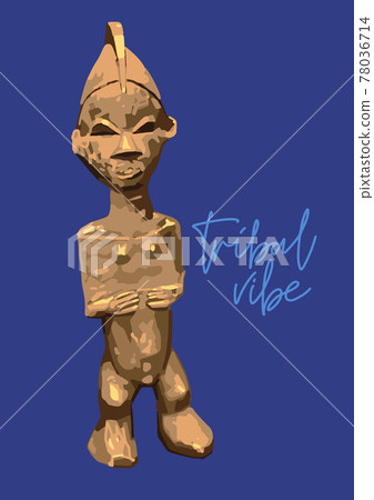 Vintage primitive woodenn statuette of a human. 78036714