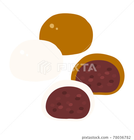 Manju (red bean paste) 2 types of hand-drawn illustration icons Manju (red bean paste) 2 types of hand-drawn illustration icons 78036782