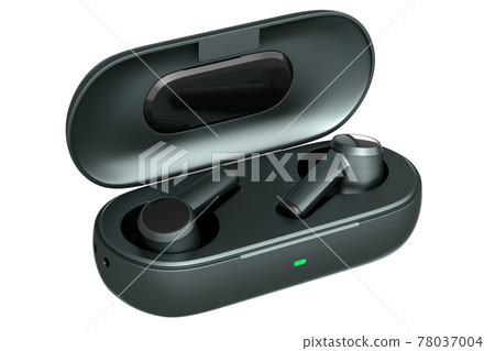 3D rendering of wireless earphones for workouts or listening streaming servicess 78037004