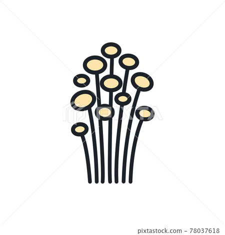 Enoki mushroom icon. Vector isolated linear color icon contour shape outline. Thin line. Modern glyph design. Mushrooms. Food ingredients. Enoki mushroom icon. Vector isolated linear color icon contour shape outline. Thin line. Modern glyph design. Mushrooms. Food ingredients. 78037618