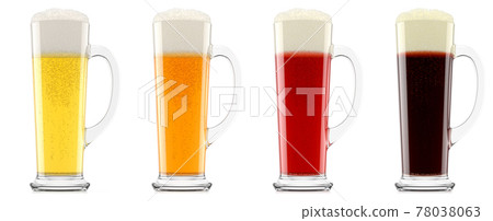Set of glasses of fresh beer with bubble froth isolated on white background. Set of glasses of fresh beer with bubble froth isolated on white background. 78038063