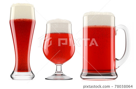 Set of fresh beer in different mugs with bubble froth isolated on white. Set of fresh beer in different mugs with bubble froth isolated on white. 78038064