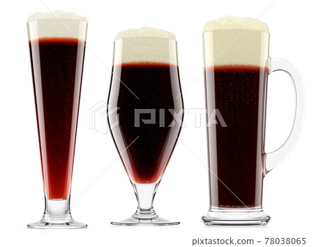 Set of fresh beer in different mugs with bubble froth isolated on white. Set of fresh beer in different mugs with bubble froth isolated on white. 78038065