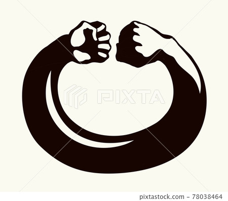 Hand with 2 elongated fists. Vector drawing 78038464