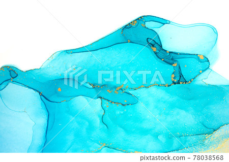 Alcohol ink blue transparent ink drops isolated... - Stock Illustration ...