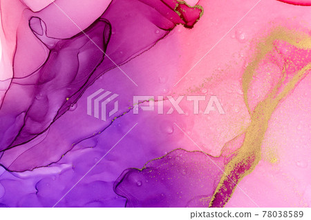 Abstract watercolor pink and violet gradient pattern with gold glitter. Abstract watercolor pink and violet gradient pattern with gold glitter. 78038589