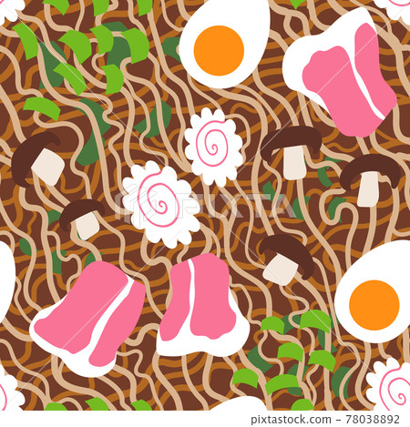 Japanese Ramen Noodle Soup Seamless Pattern Vector Japanese Ramen Noodle Soup Seamless Pattern Vector 78038892