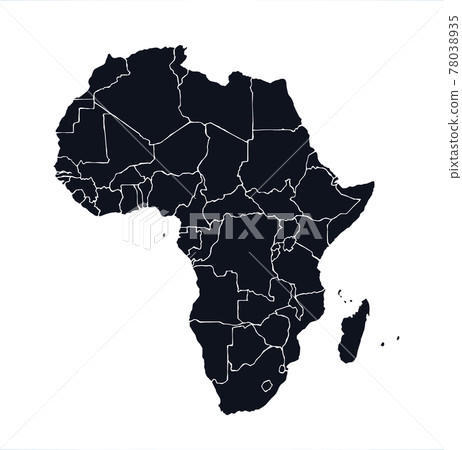 Africa with contours of countries. Vector drawing Africa with contours of countries. Vector drawing 78038935