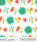 Seamless floral pattern abstract colorful flowers 78039446