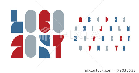 Geometric bauhaus font modular color alphabet. Rounded cube type for modern logo, headline, monogram, creative lettering, typography, packaging, identity and branding. Vector typographic design Geometric bauhaus font modular color alphabet. Rounded cube type for modern logo, headline, monogram, creative lettering, typography, packaging, identity and branding. Vector typographic design 78039533