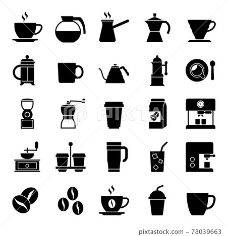 Coffee cup icon collection - vector silhouette and illustration 78039663