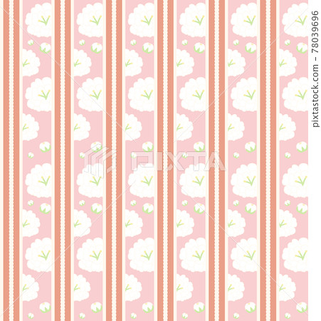 Seamless pattern of flowers and stripes (pink) 78039696