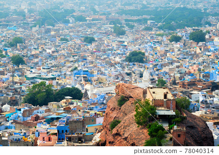 Aerial view of Jodhpur Blue City. Jodphur, Rajasthan, India Aerial view of Jodhpur Blue City. Jodphur, Rajasthan, India 78040314