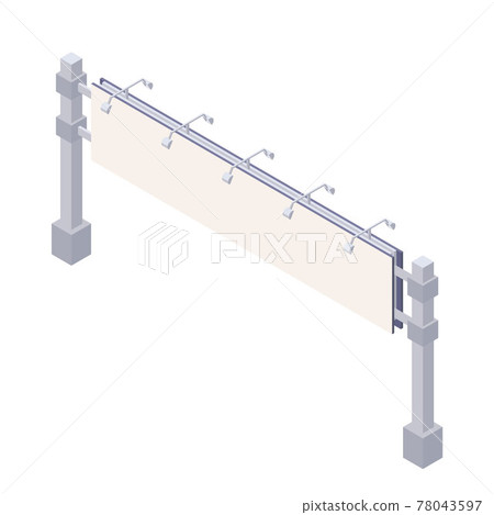 Isometric billboard with blank canvas for outdoor advertising. Isometric billboard with blank canvas for outdoor advertising. 78043597