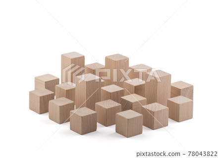 Wooden city blocks on white background with clipping path 78043822