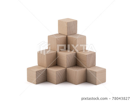 Wooden block stairs build in a pyramid shape isolated on white background with clipping path Wooden block stairs build in a pyramid shape isolated on white background with clipping path 78043827