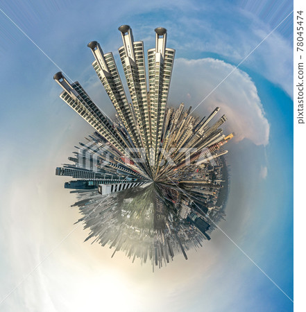 Aerial view of Bangkok Asoke, Khlong Toey during covid lockdown, Thailand 78045474