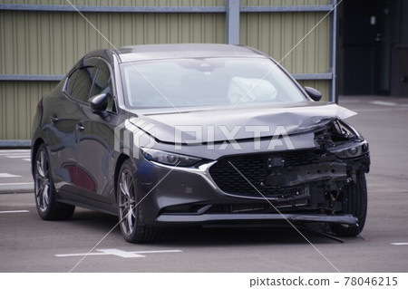 Accident car: A car whose front is broken due to an accident Accident car: A car whose front is broken due to an accident 78046215